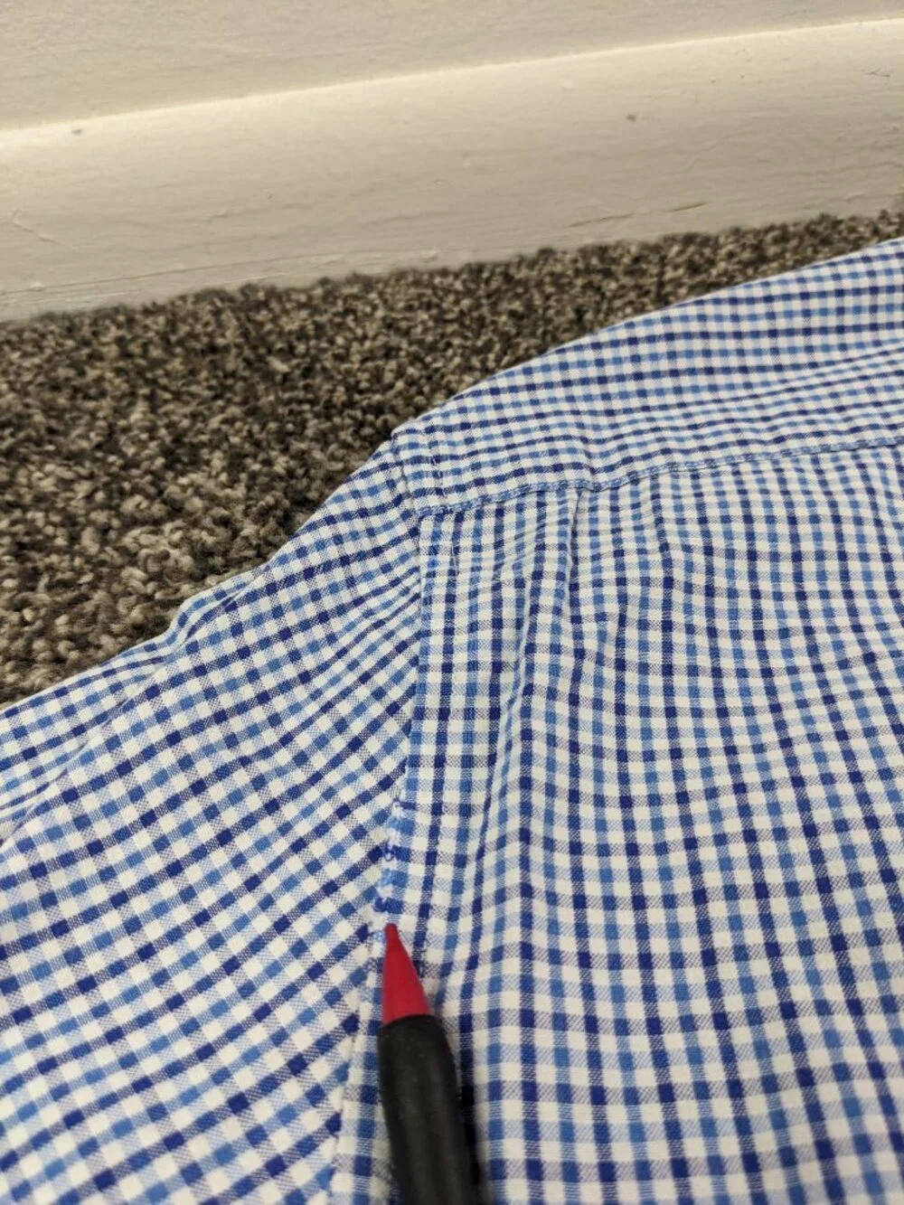 J Crew Shirt Seersucker Gingham Checked L/S Button Down Blue Mens Large Slim Fit